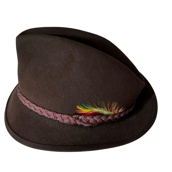 Brown Fedora Hat with Feather - Picture 3 of 6